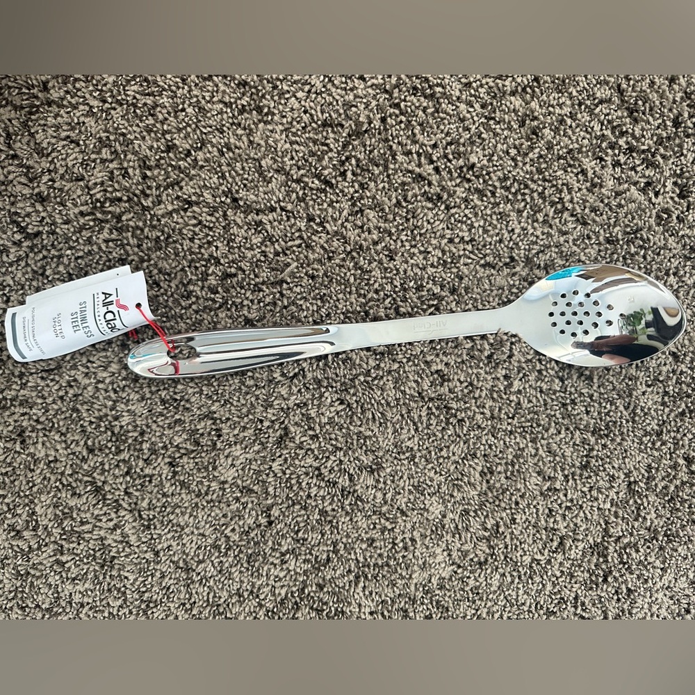 All-Clad Allclad All Clad Polished Stainless Steel Slotted Strainer Spoon 13"